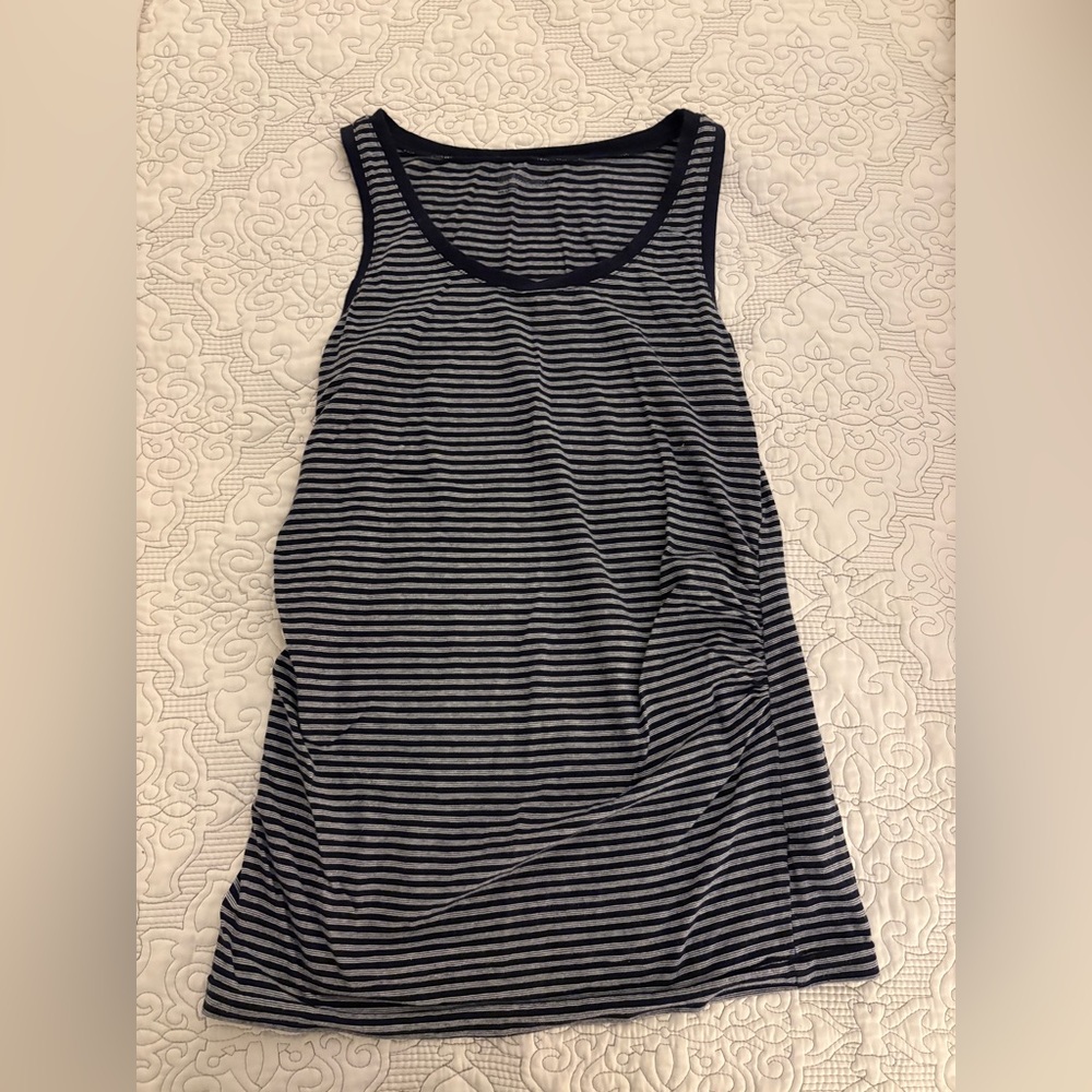 GAP Maternity Navy and Light Gray Striped Tank